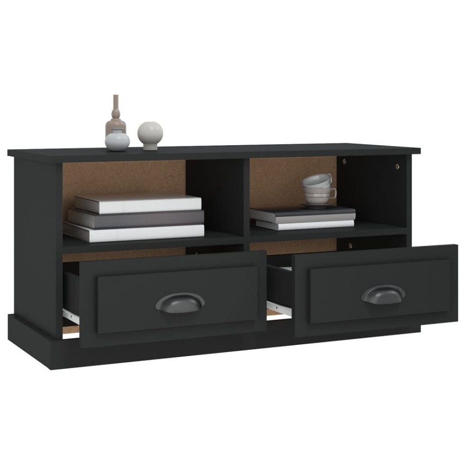Mueble para TV madera contrachapada negro 93x35,5x45