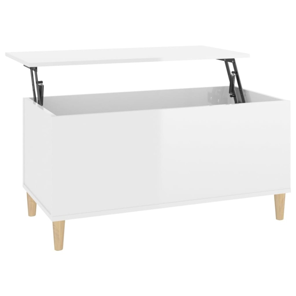 Mesa de centro madera contrachapada blanco brillo 90x44,5x45