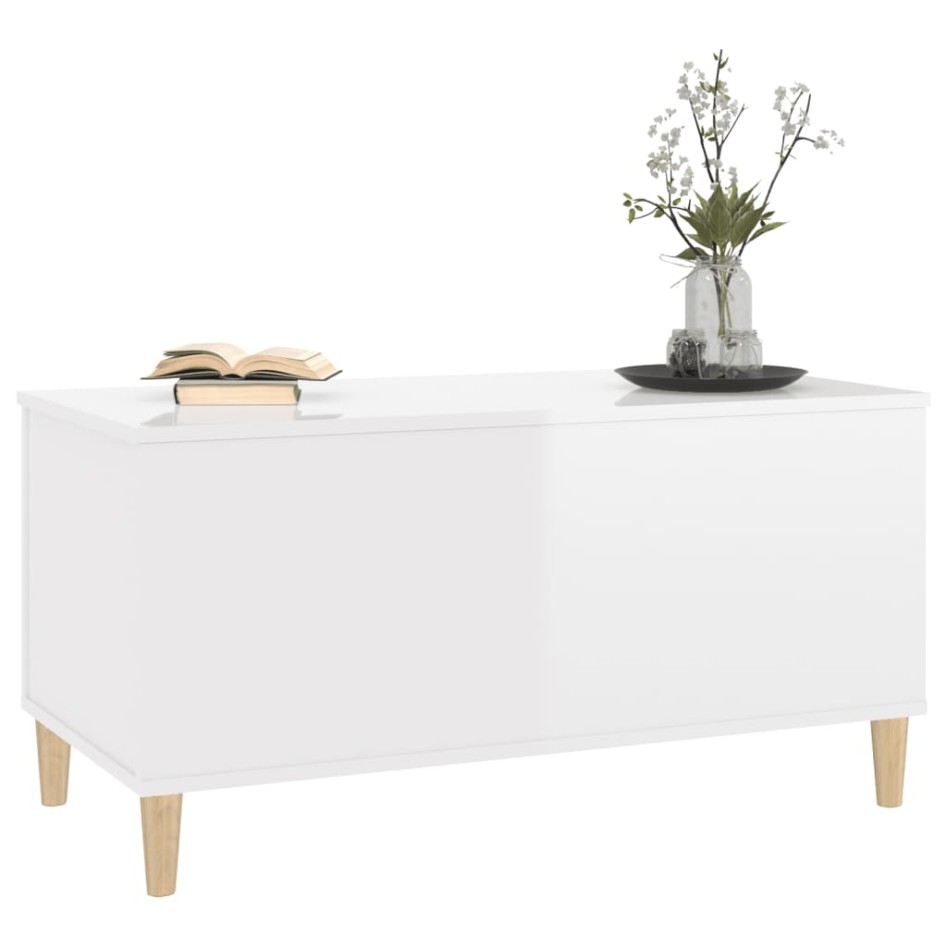 Mesa de centro madera contrachapada blanco brillo 90x44,5x45