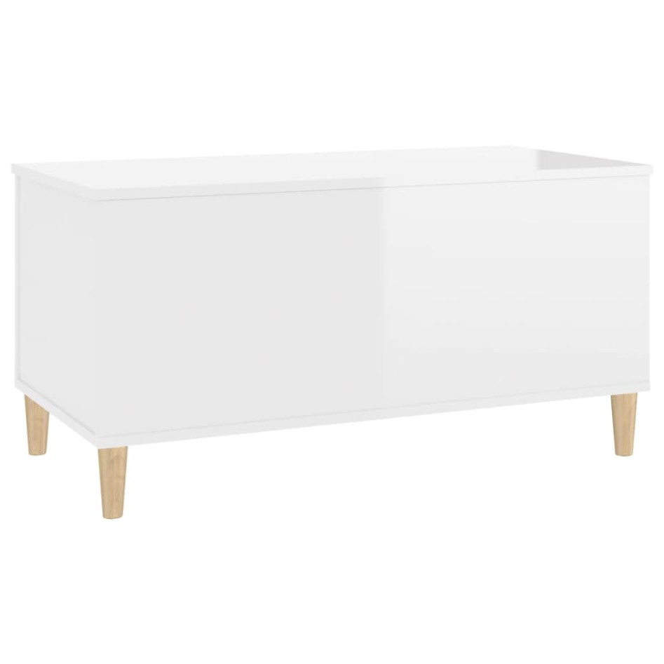 Mesa de centro madera contrachapada blanco brillo 90x44,5x45
