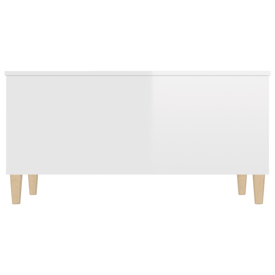 Mesa de centro madera contrachapada blanco brillo 90x44,5x45