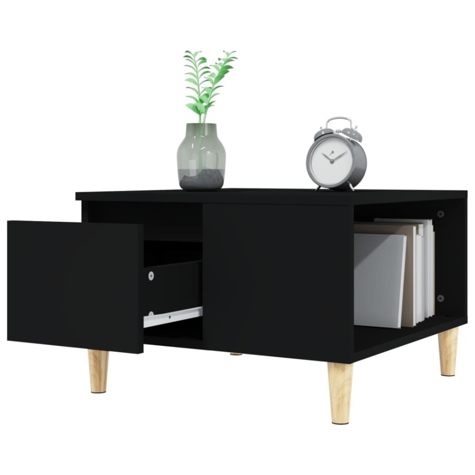Mesa de centro madera contrachapada negro 55x55x36,5