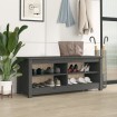 Banco zapatero madera maciza de pino gris 110x38x45,5 cm