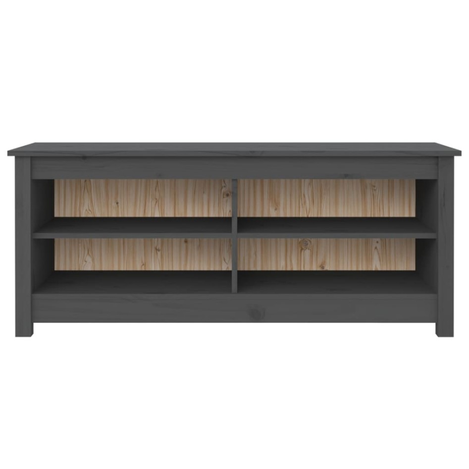 Banco zapatero madera maciza de pino gris 110x38x45,5