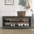 Banco zapatero madera maciza de pino gris 110x38x45,5