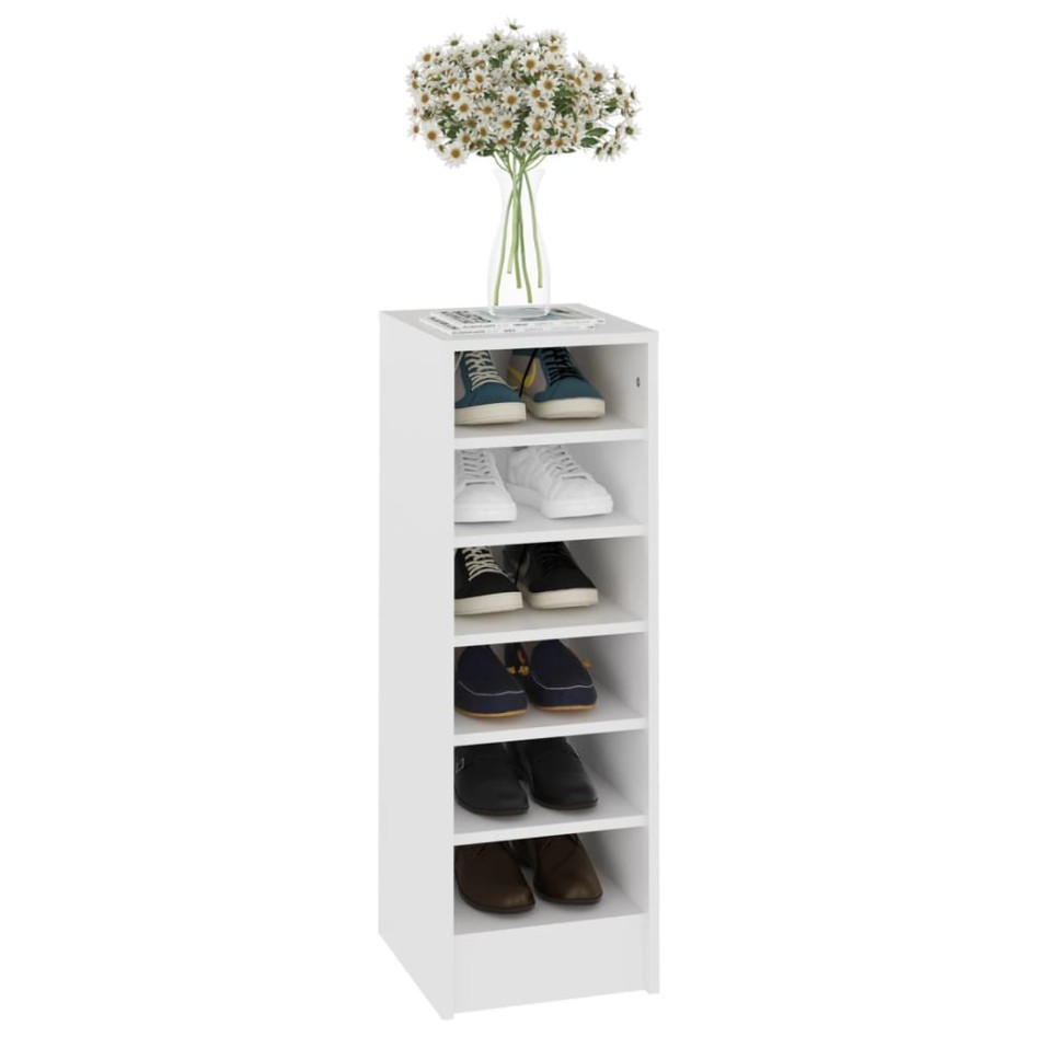 Mueble zapatero de madera contrachapada blanco 31,5x35x90
