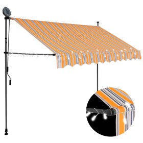 Toldo manual retráctil con LED amarillo y azul 250