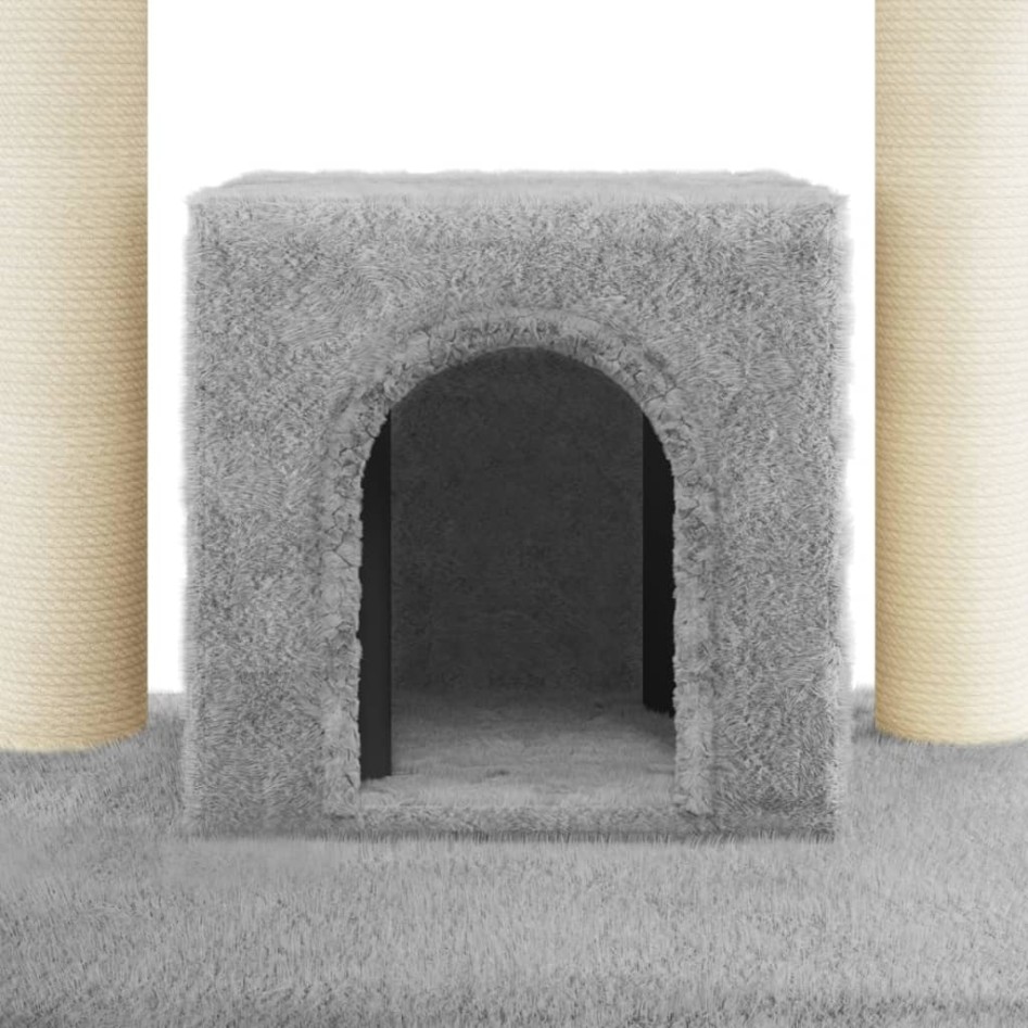 Rascador para gatos con postes de sisal gris claro 110