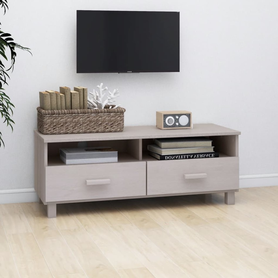 Mueble de TV HAMAR madera maciza de pino blanco 106x40x40