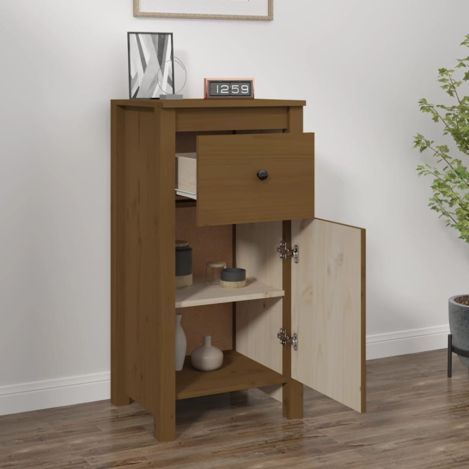 Aparador de madera maciza de pino marrón miel 40x35x80