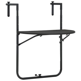 Mesa balcón colgante plástico aspecto ratán marrón