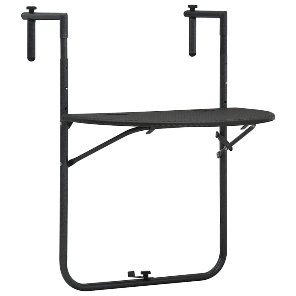 Mesa balcón colgante plástico aspecto ratán marrón