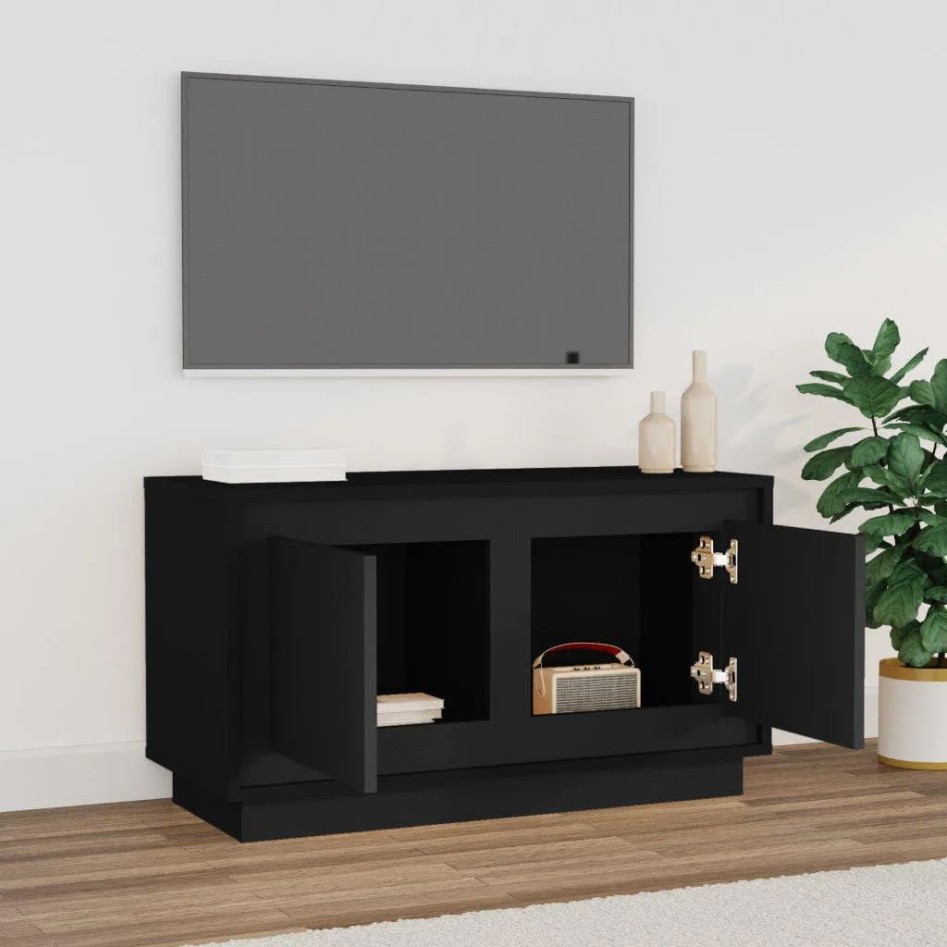 Mueble para TV madera contrachapada negro 80x35x45