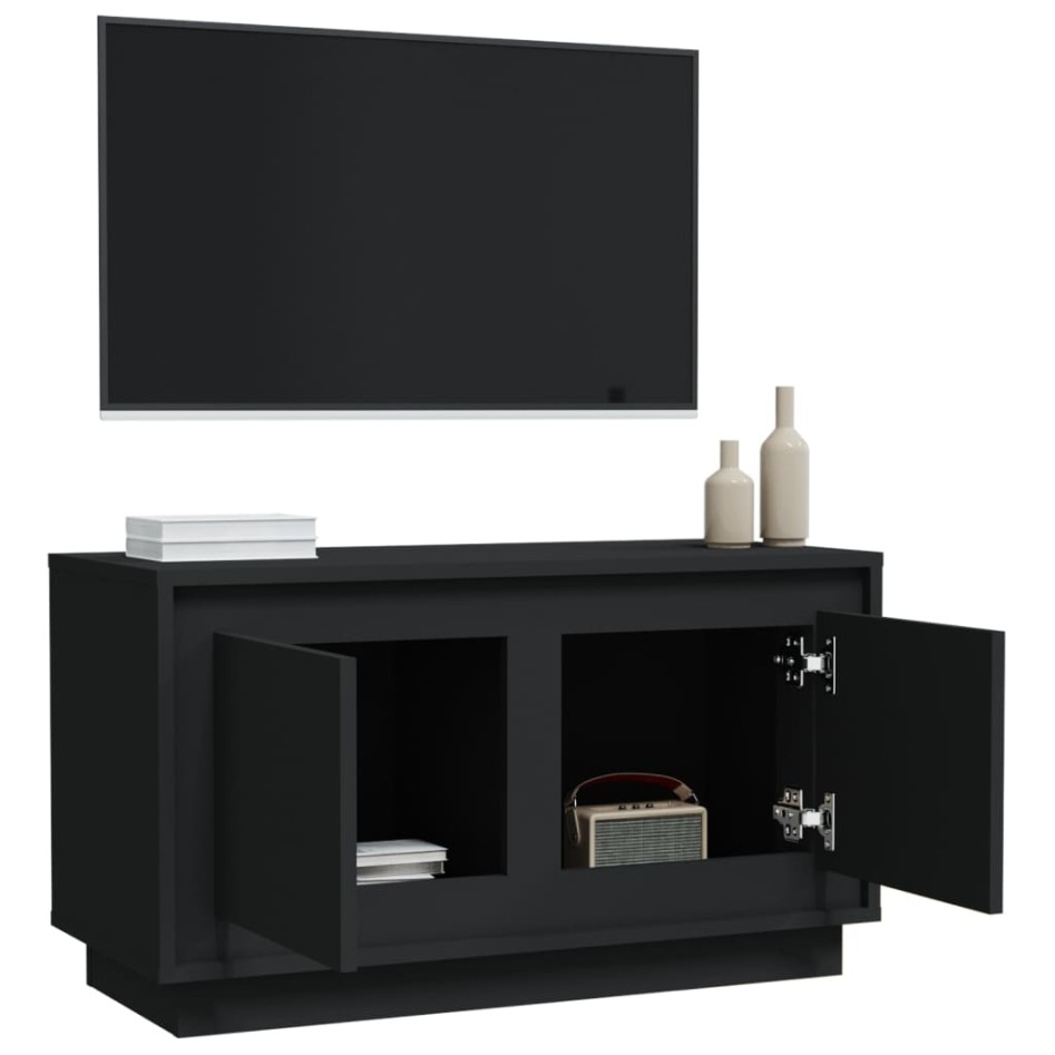 Mueble para TV madera contrachapada negro 80x35x45