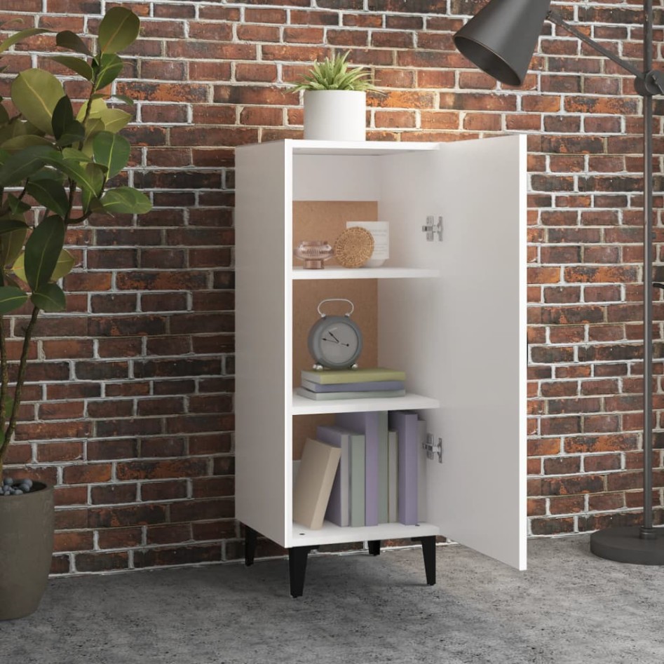 Aparador de madera contrachapada blanco 34,5x34x90