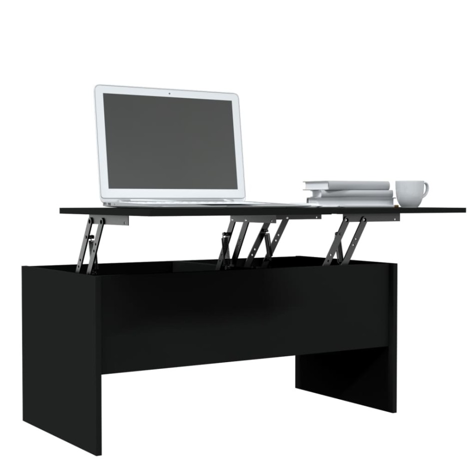 Mesa de centro madera de ingeniería negro 102x50,5x46,5