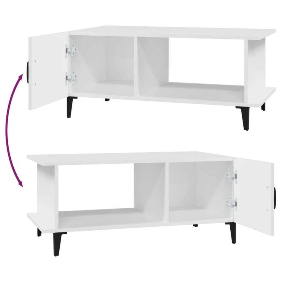 Mesa de centro madera contrachapada blanco 90x50x40