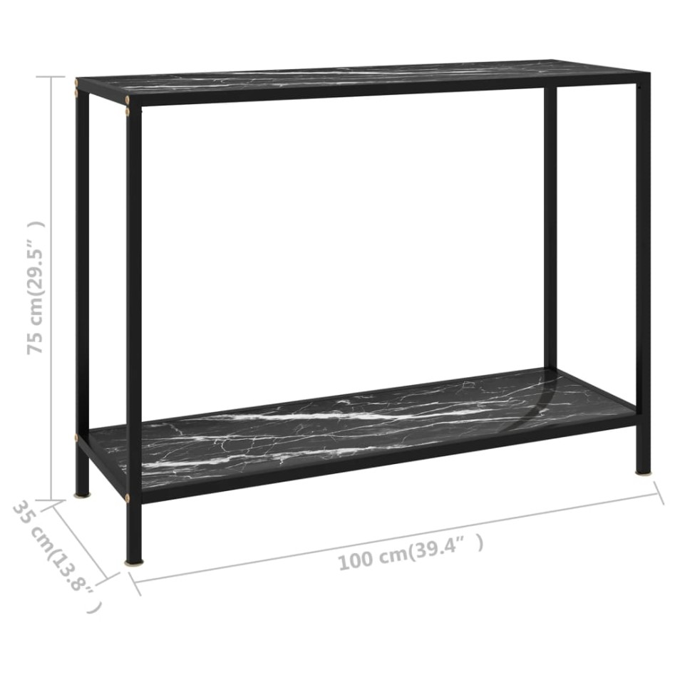 Mesa de consola negro vidrio templado 100x35x75