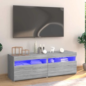 Mueble de TV con luces LED gris Sonoma 120x35x40