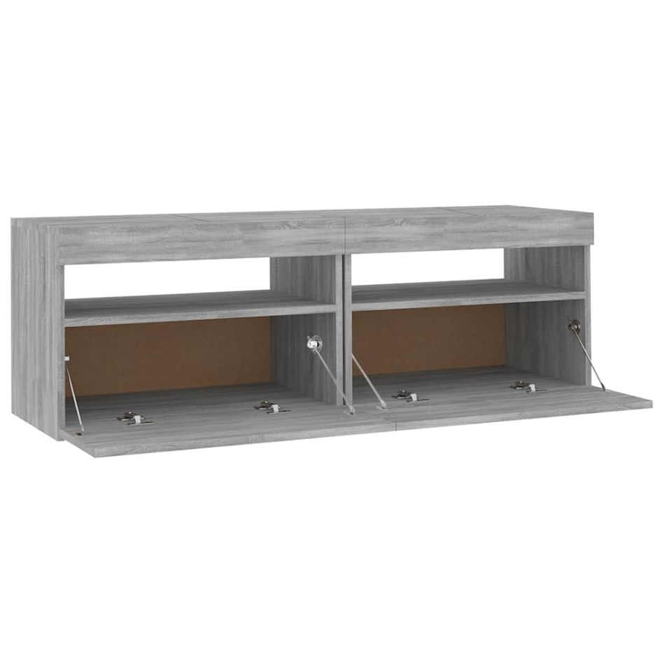 Mueble de TV con luces LED gris Sonoma 120x35x40