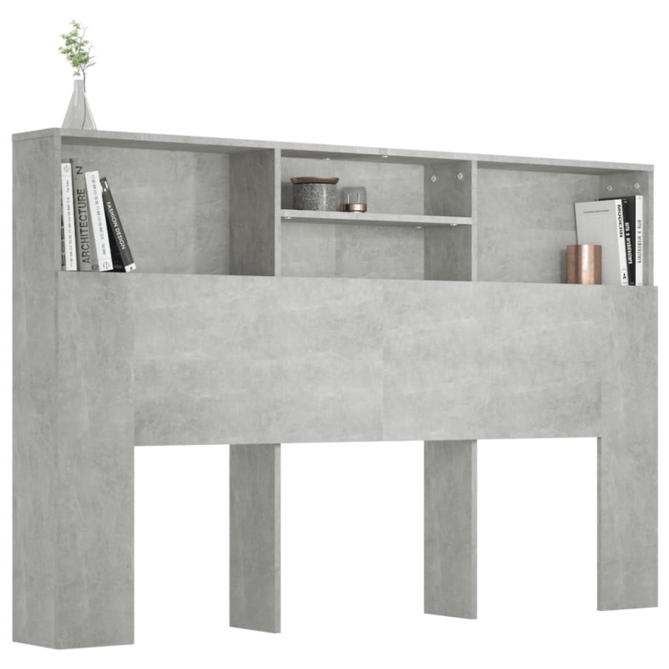 Mueble cabecero gris hormigón 160x19x103,5