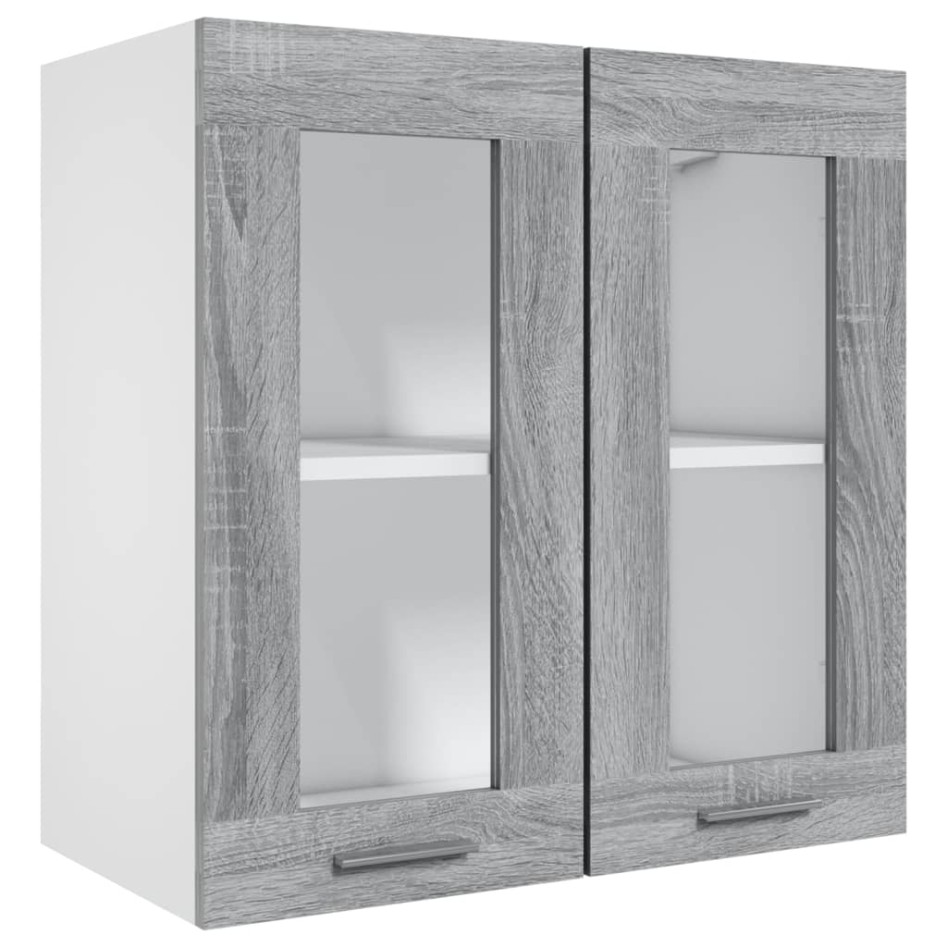 Armario colgante vidrio madera gris Sonoma 60x31x60