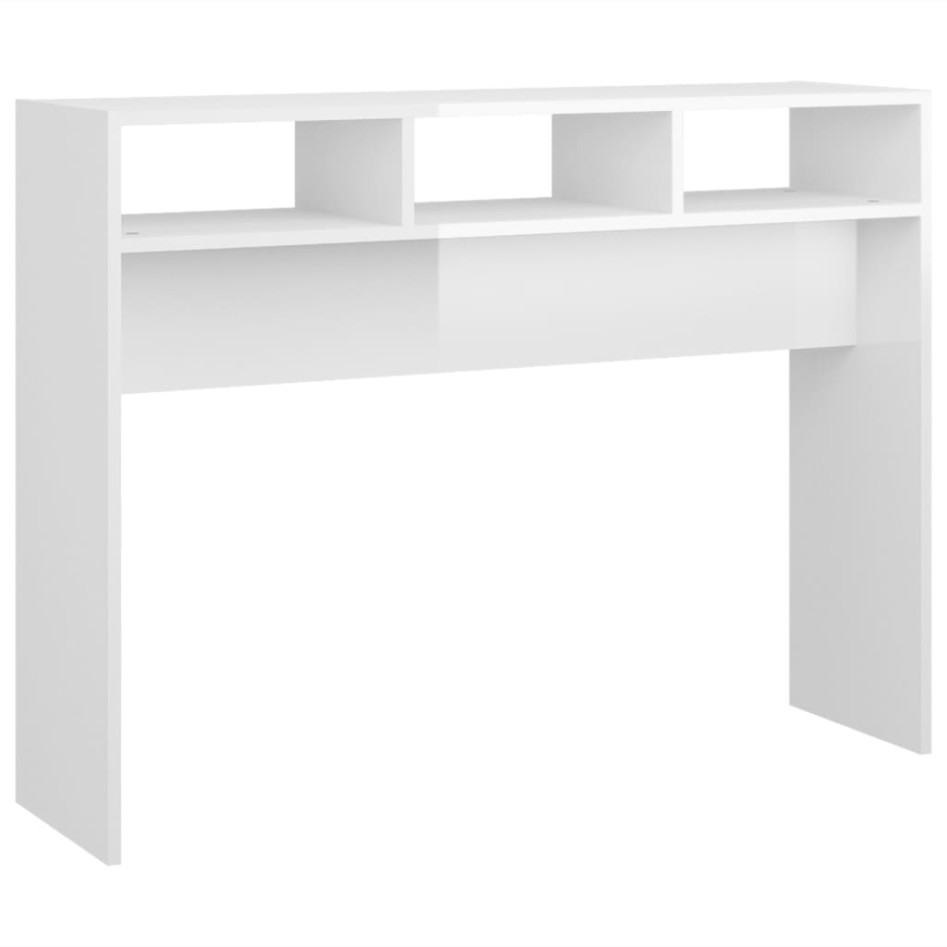 Mesa consola madera de ingeniería blanco brillo 105x30x80