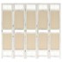 Biombo divisor de 5 paneles de tela color crema 175x165