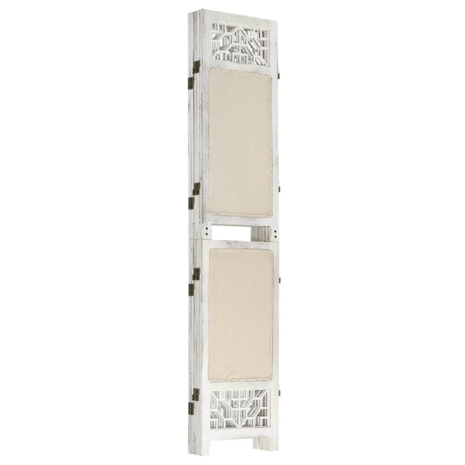 Biombo divisor de 5 paneles de tela color crema 175x165