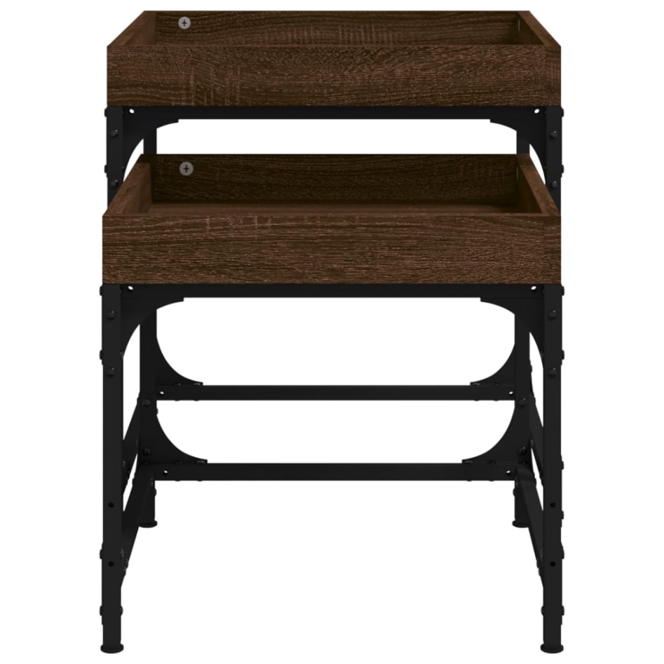 Mesitas auxiliares 2 uds madera contrachapada marrón