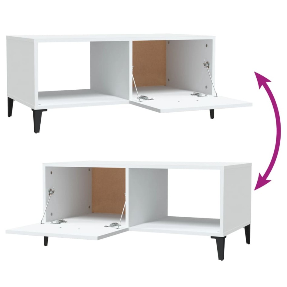 Mesa de centro madera contrachapada blanco 90x50x40