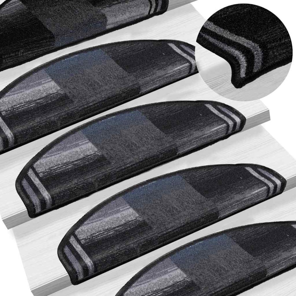 Alfombrilla autoadhesiva escalera 15 uds negro gris 65x21x4