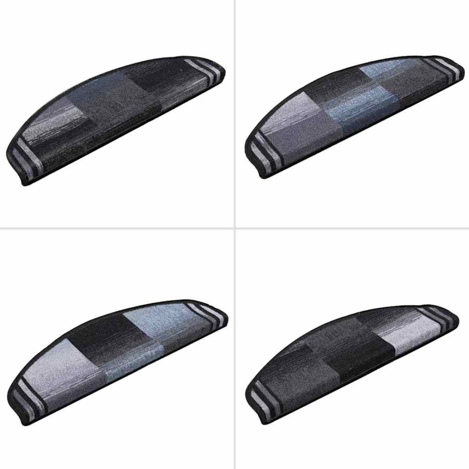 Alfombrilla autoadhesiva escalera 15 uds negro gris 65x21x4