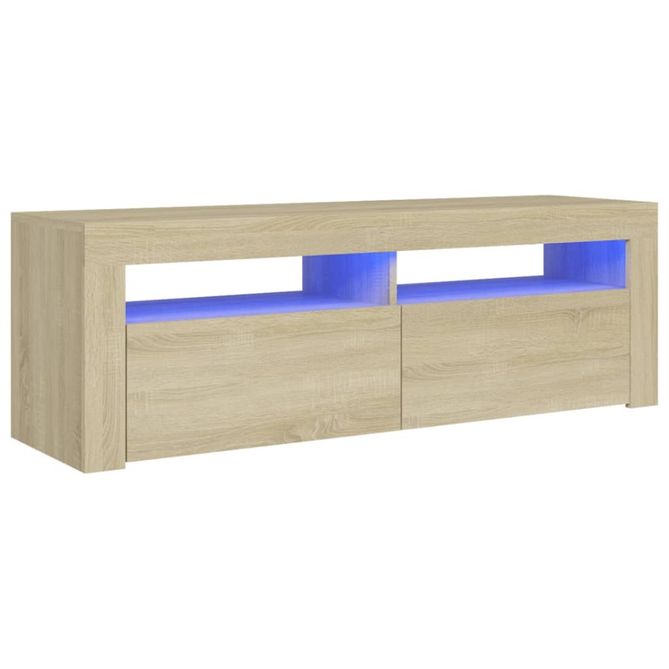 Mueble de TV con luces LED roble Sonoma 120x35x40
