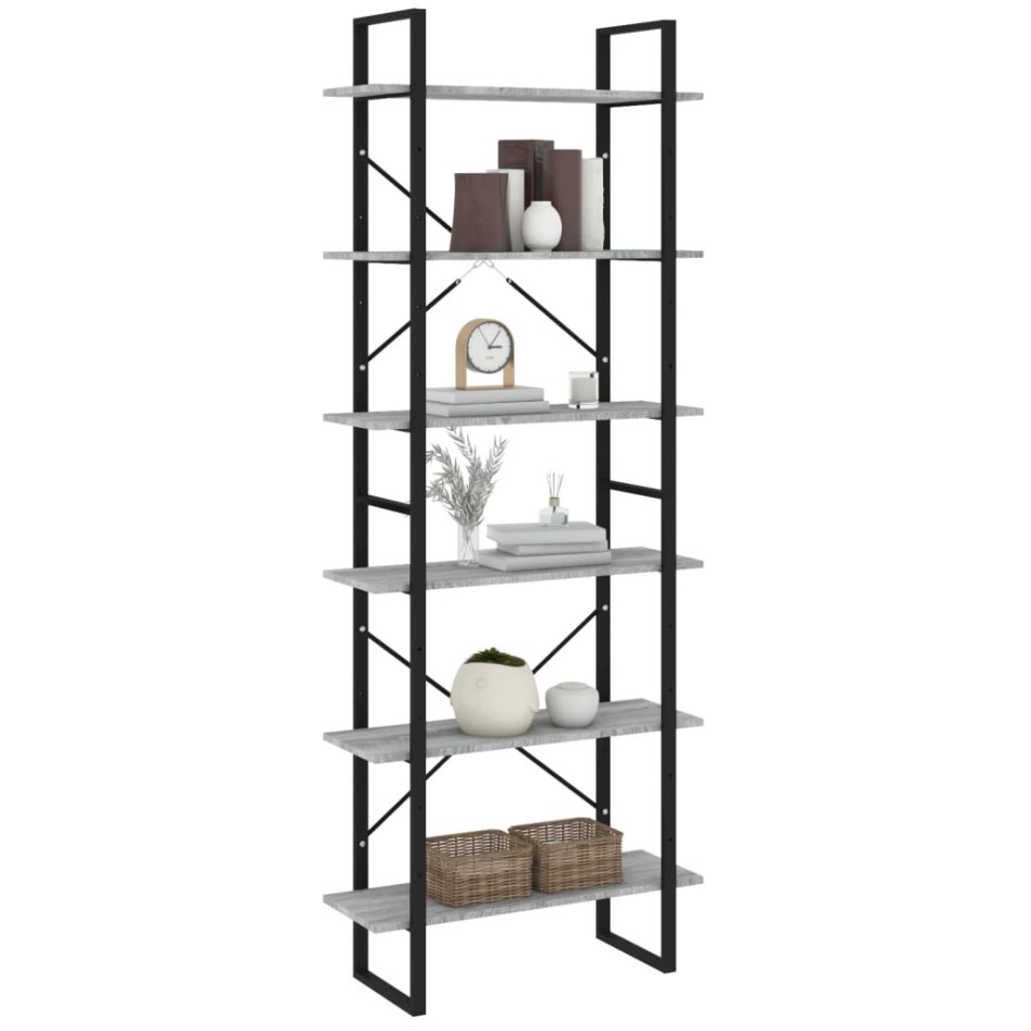 Estantería alta madera contrachapada gris Sonoma 80x30x210