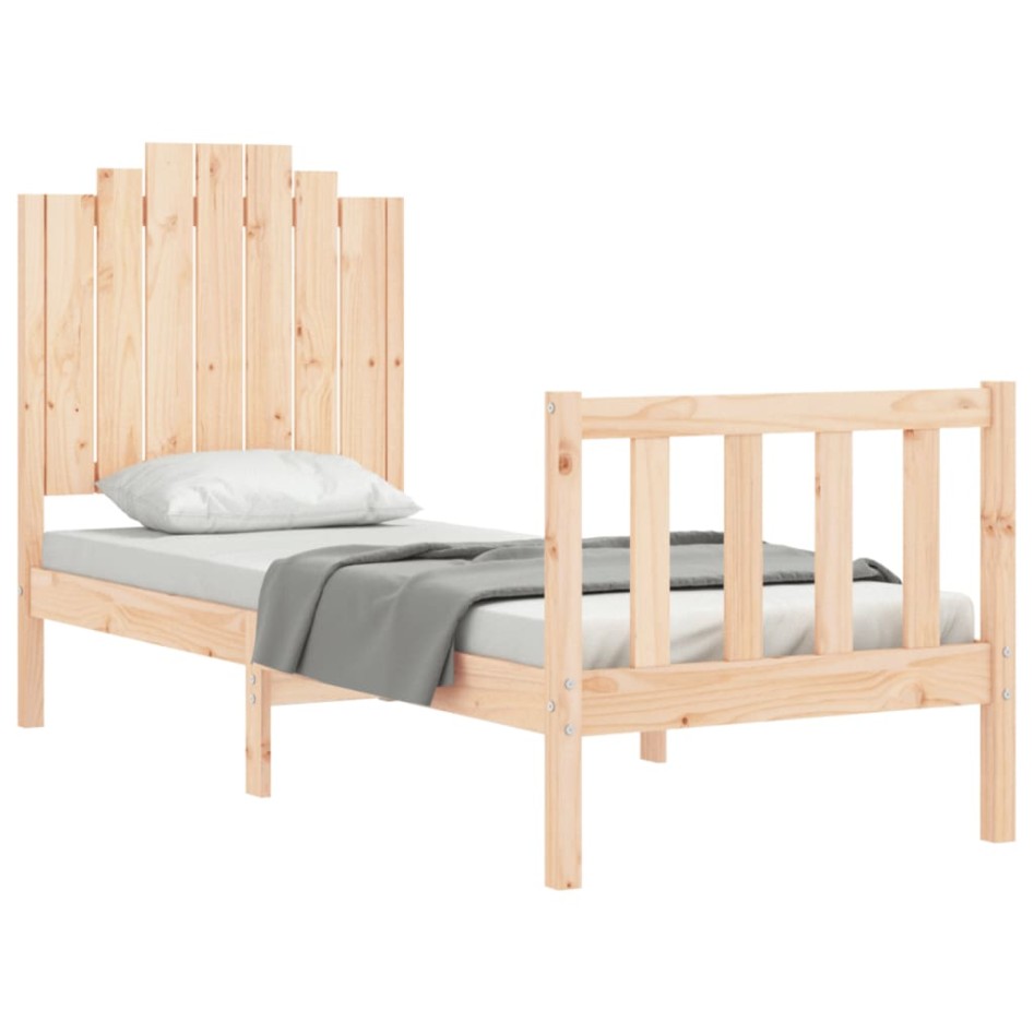Estructura de cama individual con cabecero madera