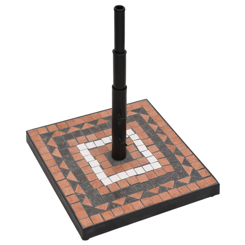 Base de sombrilla cuadrada color terracota y blanco 12