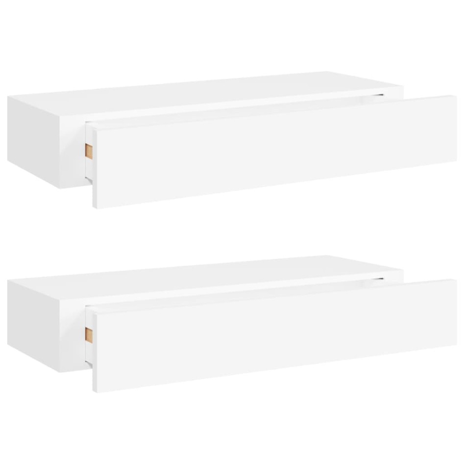 Estantes de pared con cajón 2 uds MDF blanco 60x23,5x10
