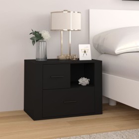 Mesita de noche madera contrachapada negro 60x36x45