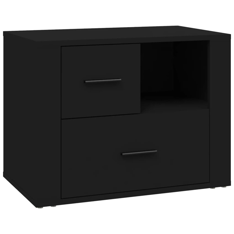Mesita de noche madera contrachapada negro 60x36x45
