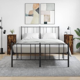 Mesitas noche 2 uds madera ingeniería roble ahumado 32x42x80