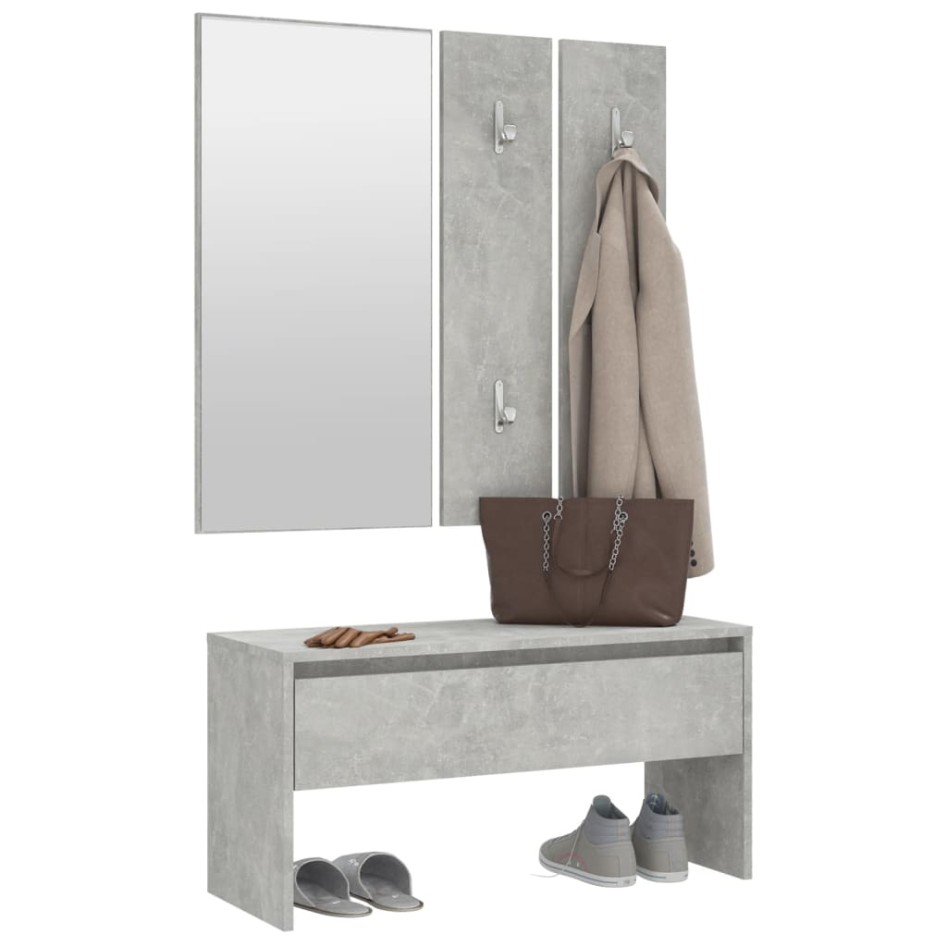 Set de muebles de recibidor madera contrachapada gris