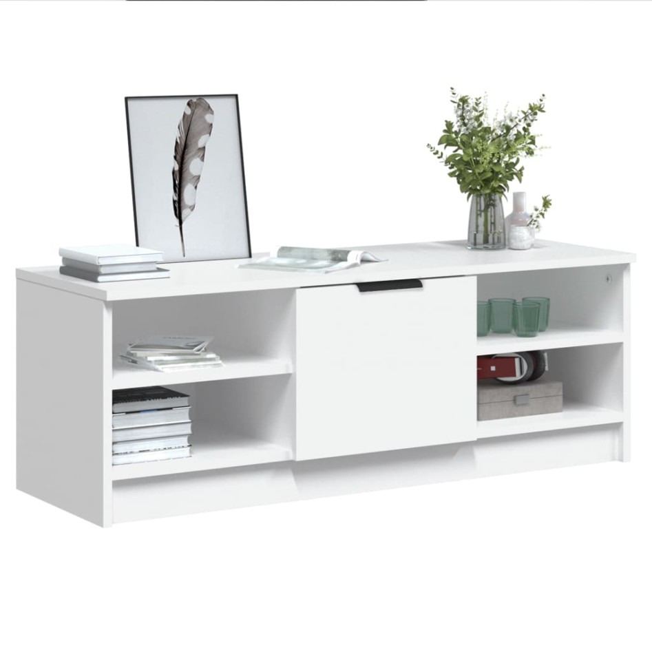Mueble de TV madera contrachapada blanco 102x35,5x36,5