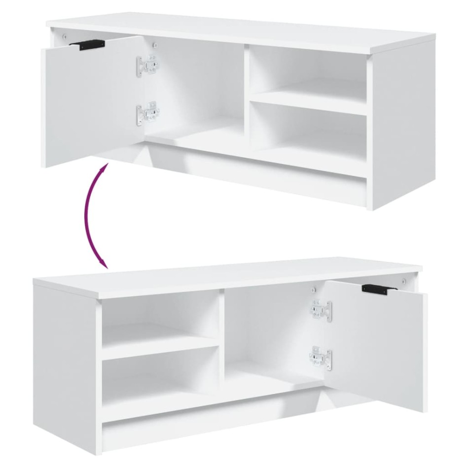 Mueble de TV madera contrachapada blanco 102x35,5x36,5