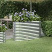 Jardinera arriate acero recubrimiento polvo plata 114x40x68 cm