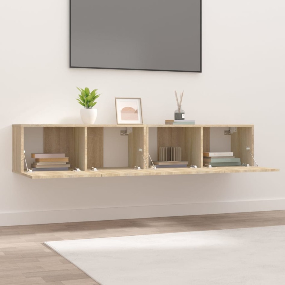 Muebles de TV 2 uds madera ingeniería roble Sonoma 80x30x30