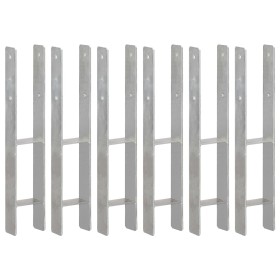 Anclajes de valla 6 uds acero galvanizado plateado 10x6x60