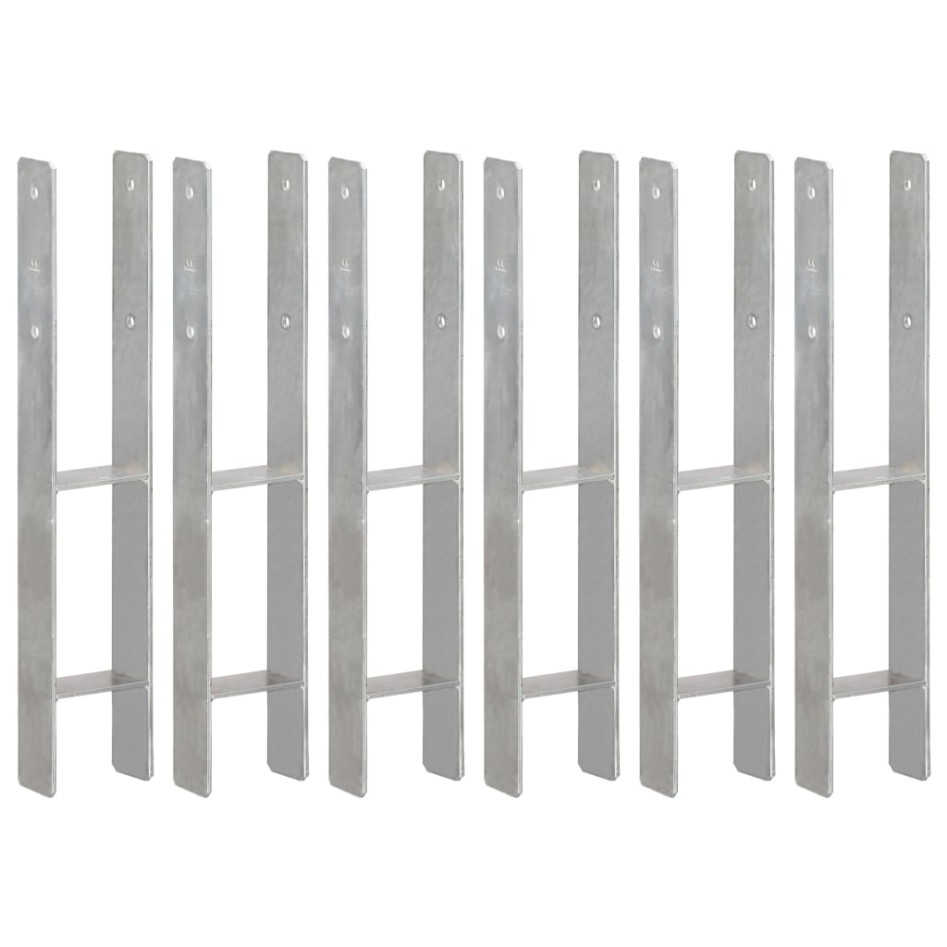 Anclajes de valla 6 uds acero galvanizado plateado 10x6x60