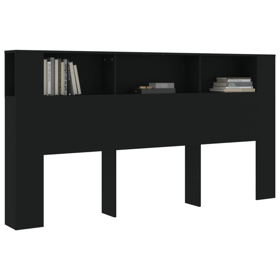 Mueble cabecero negro 200x18,5x104,5