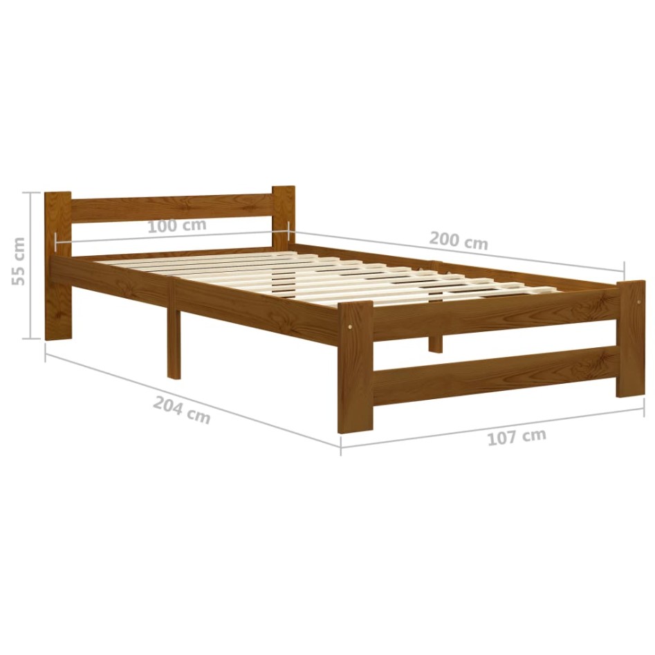 Estructura cama sin colchón madera pino marrón miel 100x200